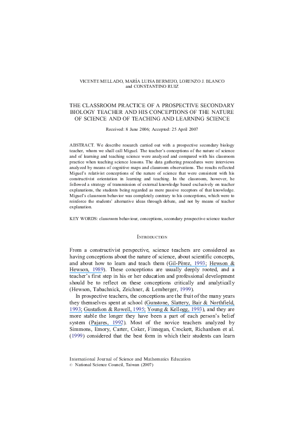 (PDF) The Classroom Practice of a Prospective Secondary Biology Teacher