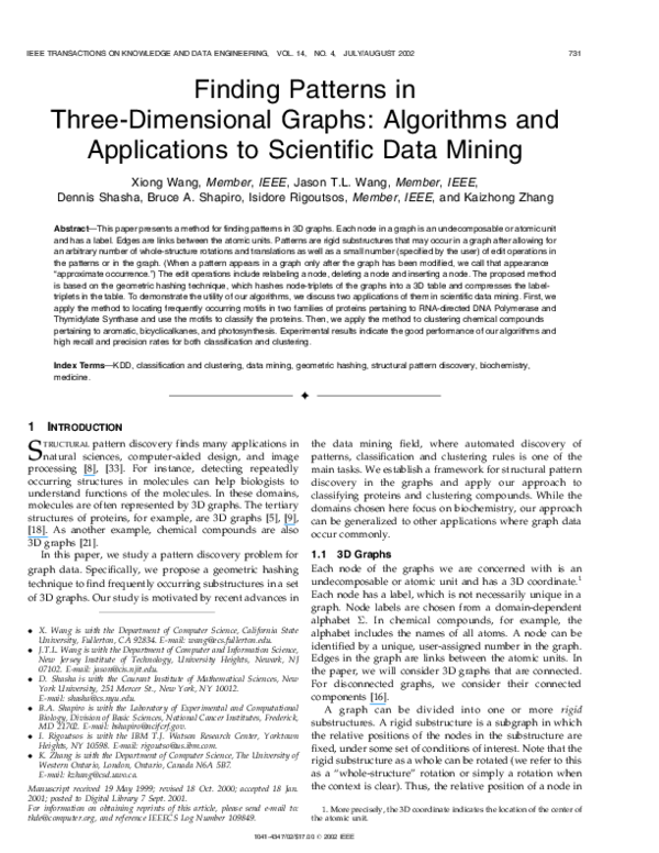 Pdf Finding Patterns In Three Dimensional Graphs Algorithms And