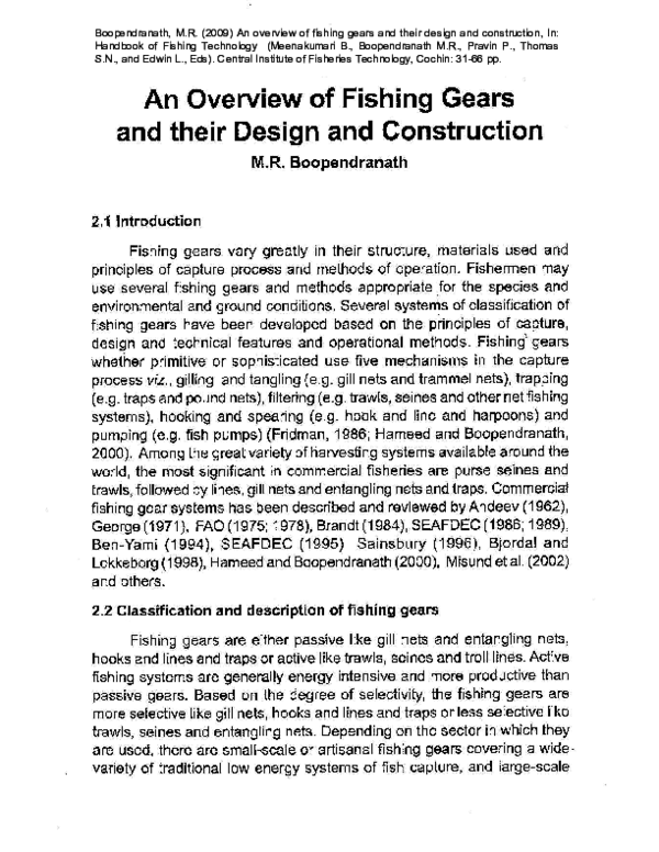 (PDF) An overview of fishing gears and their design and construction