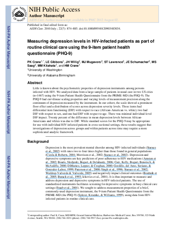 Phq-9 scholarly articles image