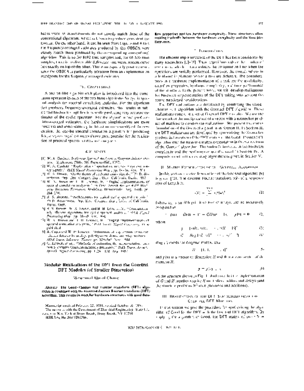 (PDF) Modular Realizations of the DFT From the Goertzel DFT Modules (of ...