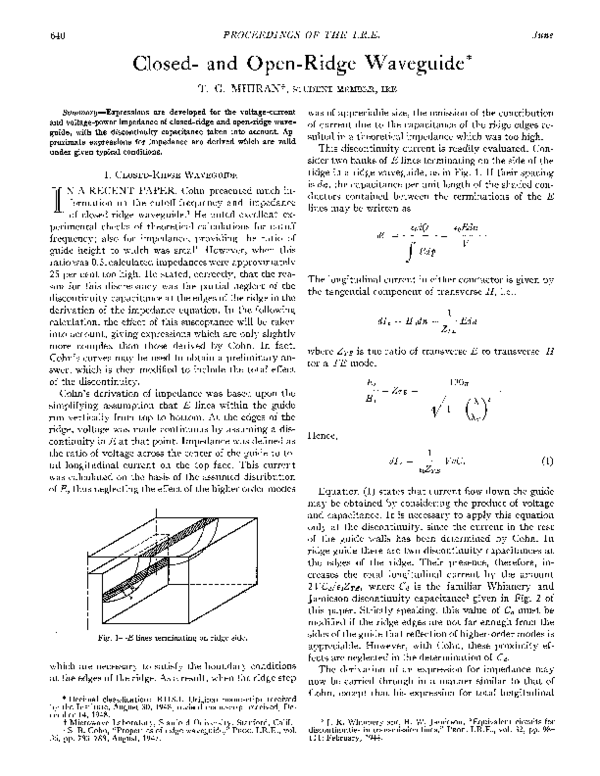 (PDF) Closed- and Open-Ridge Waveguide