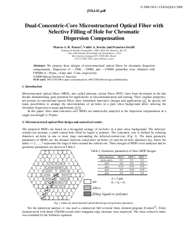 (PDF) Dual-concentric-core microstructured optical fiber with selective ...