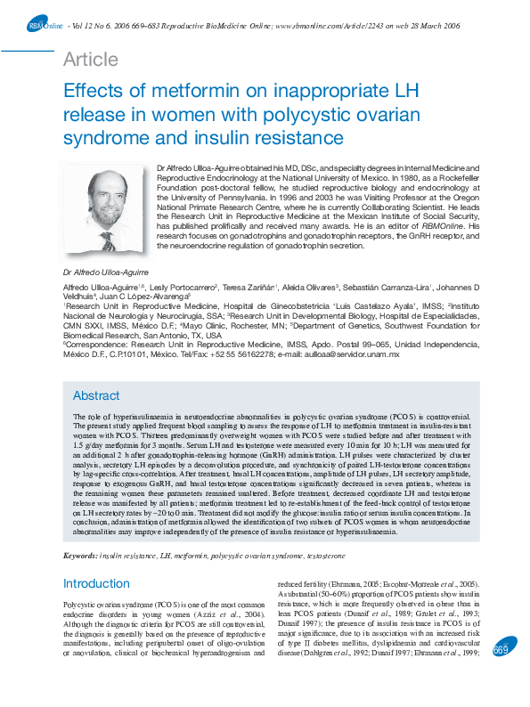 (PDF) Effects of metformin on inappropriate LH release in women with ...