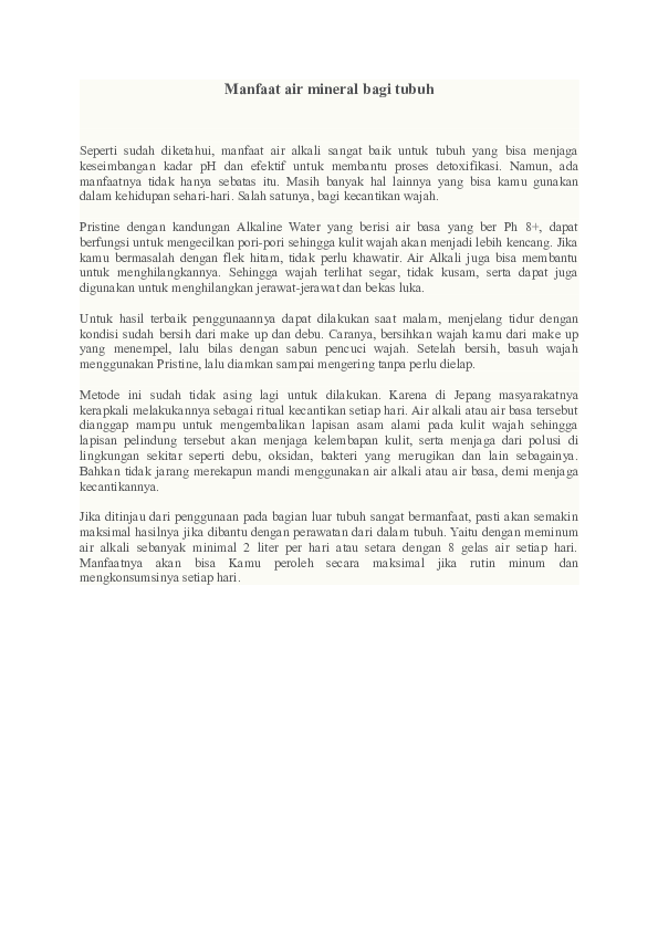 Doc Manfaat Air Mineral Bagi Tubuh Sheilla Nadia Academia Edu