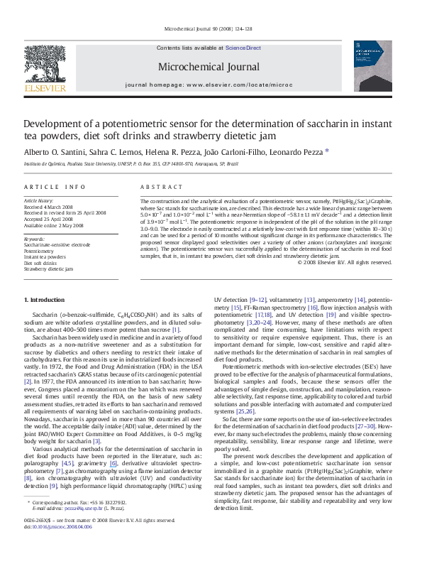 (PDF) Development of a potentiometric sensor for the determination of