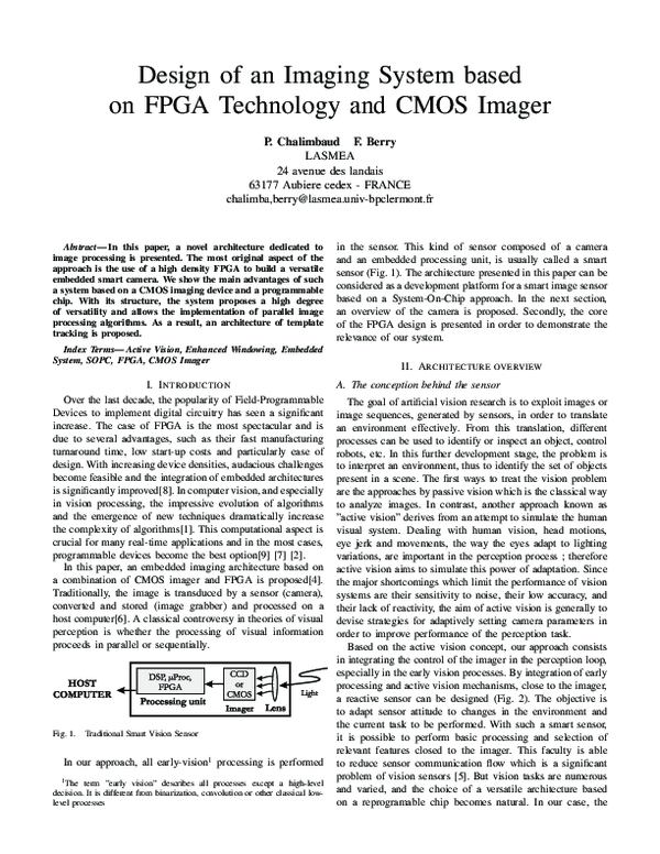 (PDF) Design of an imaging system based on FPGA technology and CMOS imager
