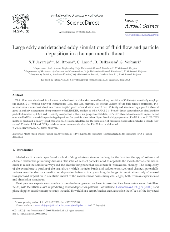 (PDF) Large eddy and detached eddy simulations of fluid flow and ...