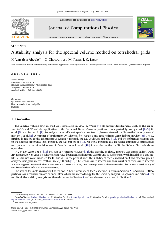 (PDF) A stability analysis for the spectral volume method on ...