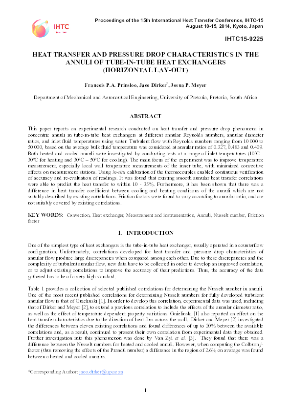 (PDF) Heat transfer and pressure drop characteristics in the annuli of ...