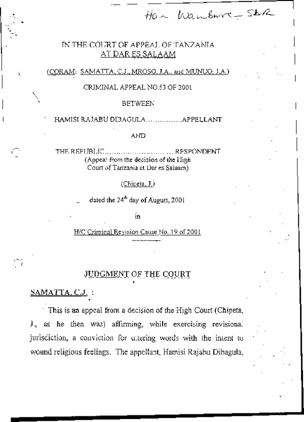 (PDF) IN THE COURT OF APPEAL OF TANZANIA AT DAR ES SALAAM gilbert