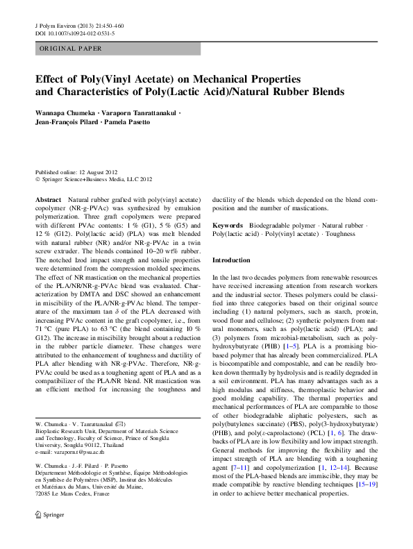 (PDF) Effect of Poly(Vinyl Acetate) on Mechanical Properties and