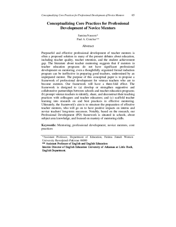 (PDF) Conceptualizing Core Practices for Professional Development of ...