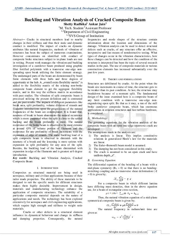 (PDF) Buckling and Vibration Analysis of Cracked Composite Beam