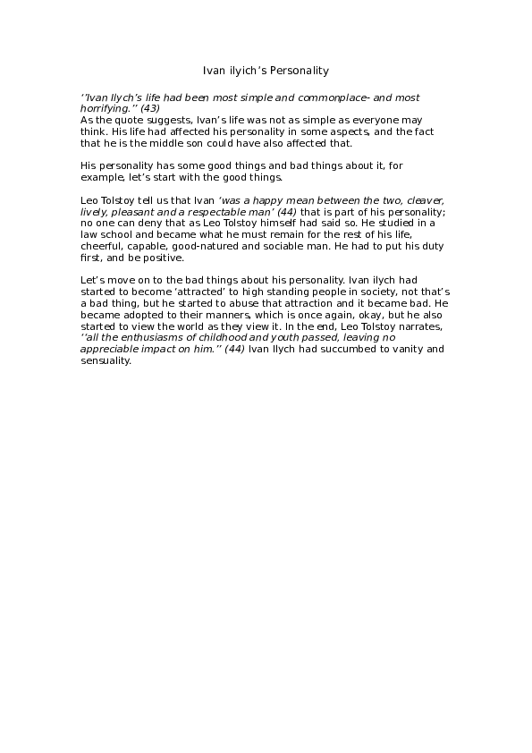 Summary of the death of ivan ilyich picture