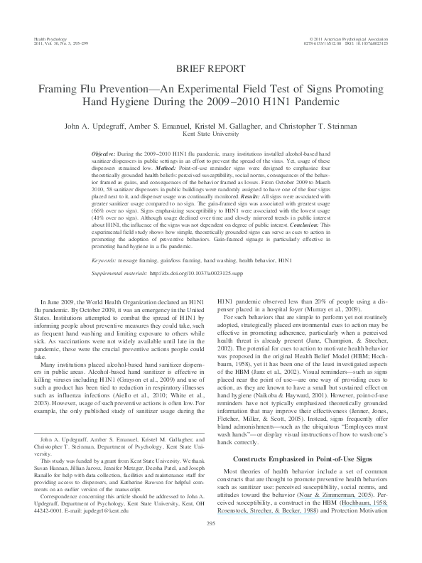 (PDF) Framing Flu Prevention—An Experimental Field Test of Signs ...