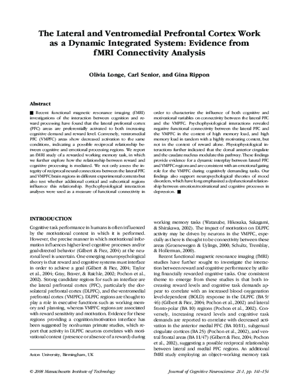 (PDF) The Lateral and Ventromedial Prefrontal Cortex Work as a Dynamic ...