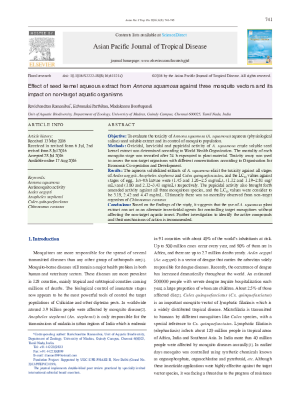 (PDF) Effect of seed kernel aqueous extract from Annona squamosa ...