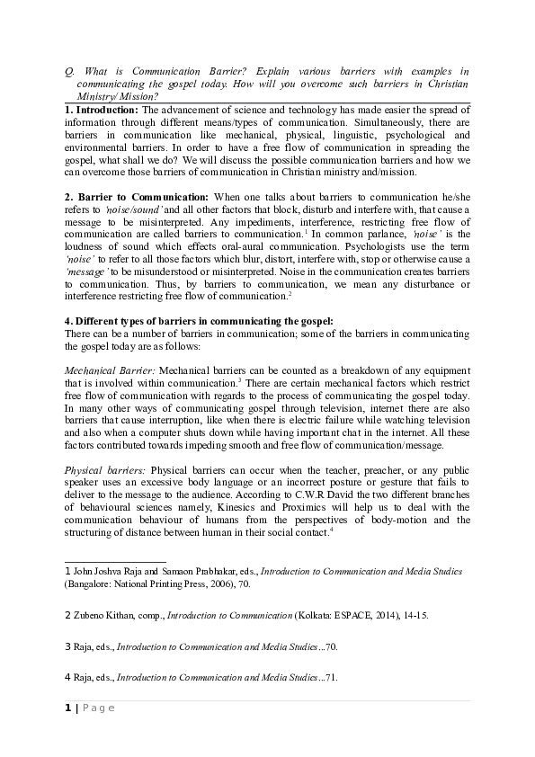 (DOC) Barriers to Communication Ivan Renthlei Academia.edu