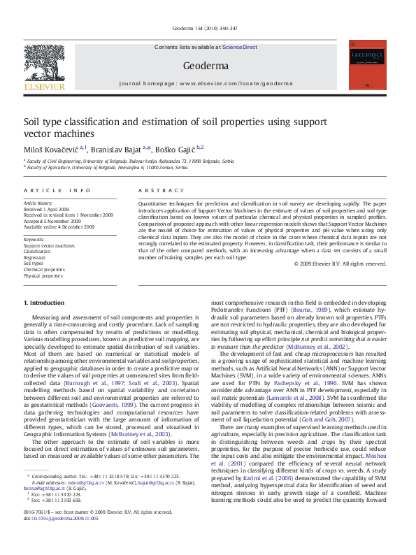 (PDF) Soil type classification and estimation of soil properties using ...