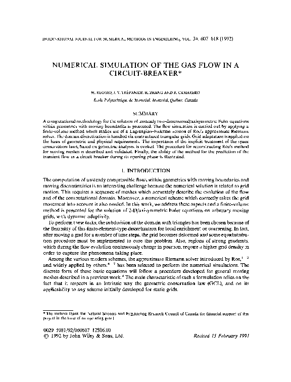 (PDF) Numerical simulation of the gas flow in a circuit-breaker