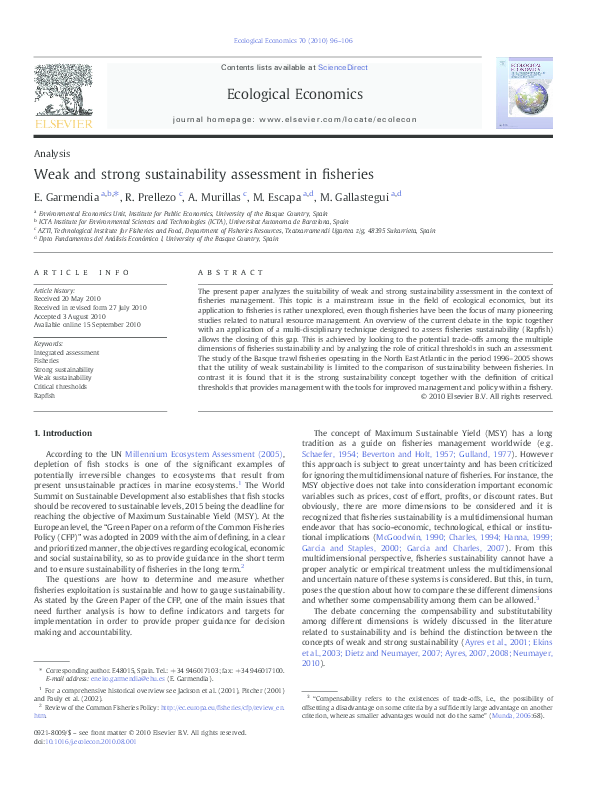  pdf weak and strong sustainability assessment in fisheries