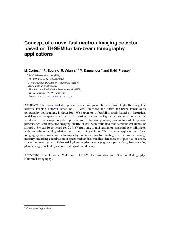 (PDF) Concept of a novel fast neutron imaging detector based on THGEM ...