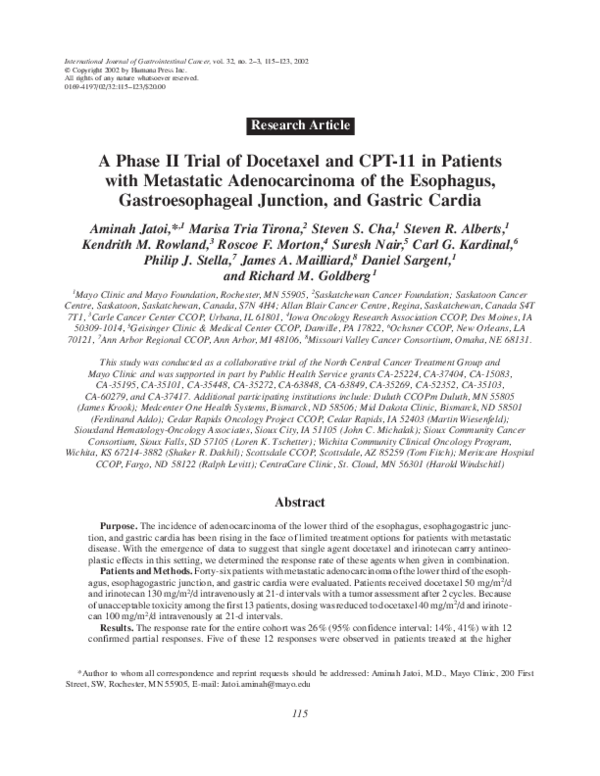 (PDF) A phase II trial of docetaxel and CPT11 in patients with ...