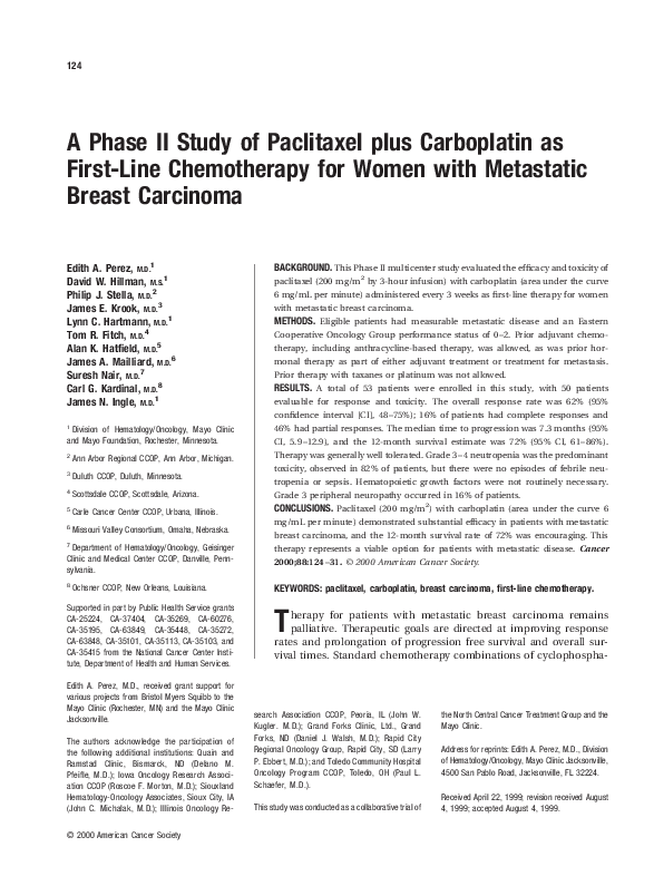 (PDF) A phase II study of paclitaxel plus carboplatin as first-line ...