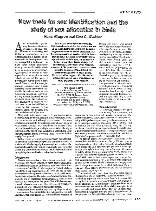 (PDF) New tools for sex identification and the study of sex allocation ...