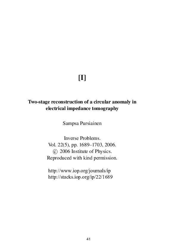 (PDF) Two-stage reconstruction of a circular anomaly in electrical ...