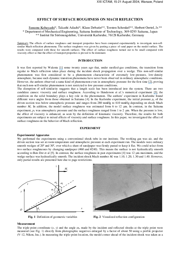 (PDF) Effect of surface roughness on Mach reflection