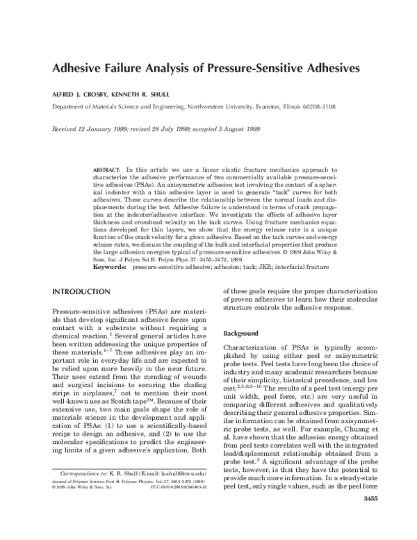 (PDF) Adhesive failure analysis of pressure-sensitive adhesives