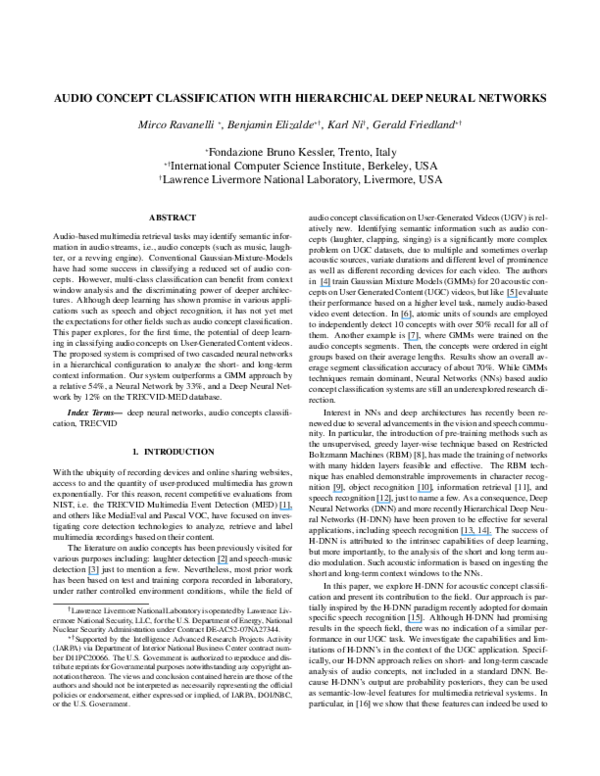 (PDF) Audio Concept Classification with Hierarchical Deep Neural Networks