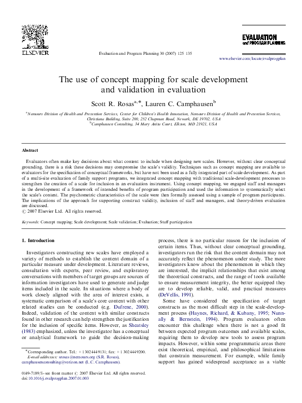 (PDF) The use of concept mapping for scale development and validation ...