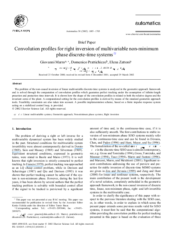 (PDF) Convolution profiles for right inversion of multivariable non ...