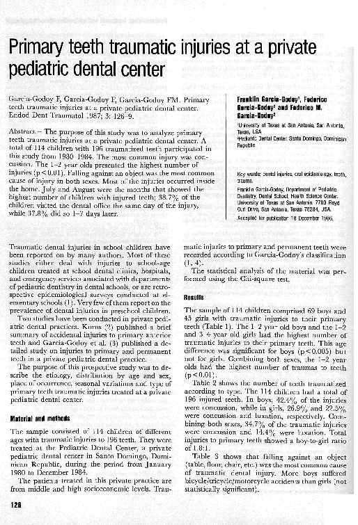 (PDF) Primary teeth traumatic injuries at a private pediatric dental