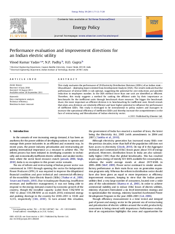 (PDF) Performance evaluation and improvement directions for an Indian ...