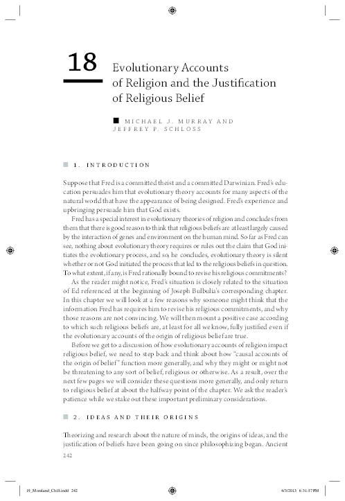 (PDF) Evolutionary Accounts of Religion and the Justification of ...