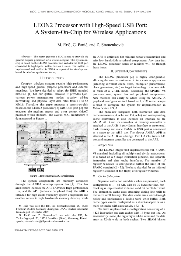 (PDF) LEON2 processor with high-speed USB port: A system-on-chip for ...