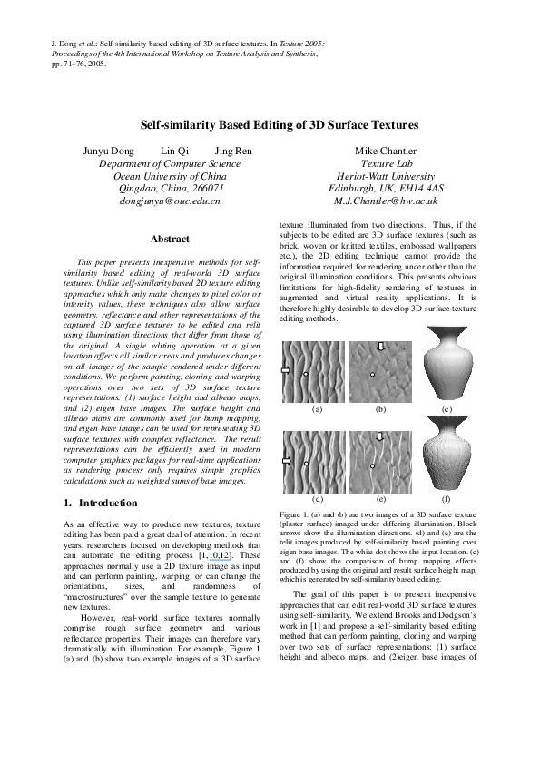 (PDF) Self-similarity based editing of 3D surface textures using height ...