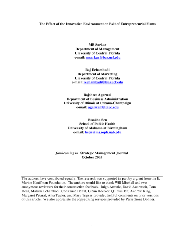 (PDF) The effect of the innovative environment on exit of ...