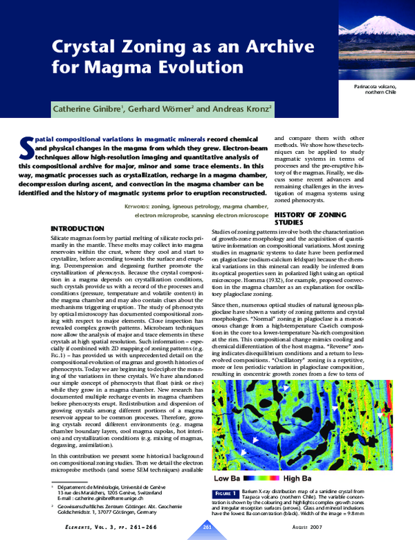 (PDF) Crystal Zoning as an Archive for Magma Evolution Andreas Kronz
