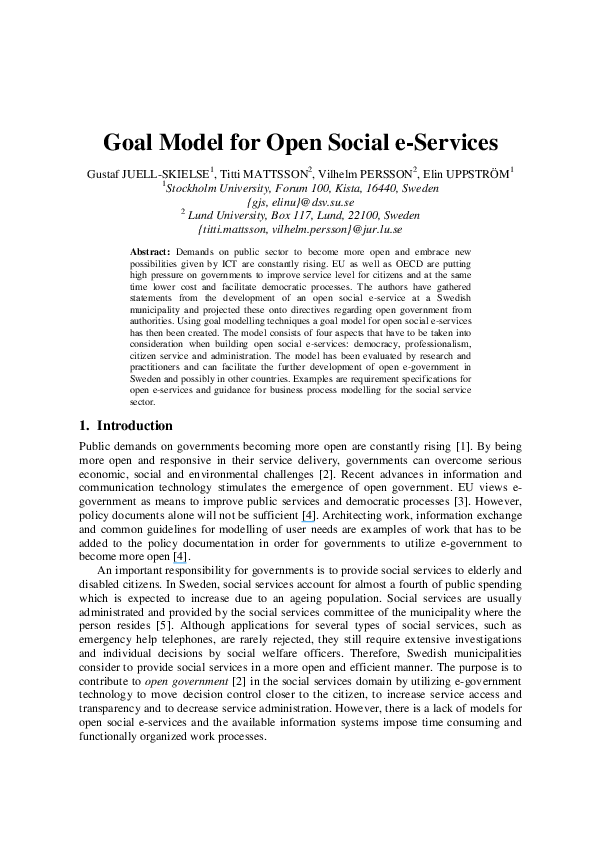 (PDF) A goal model for open social e-services