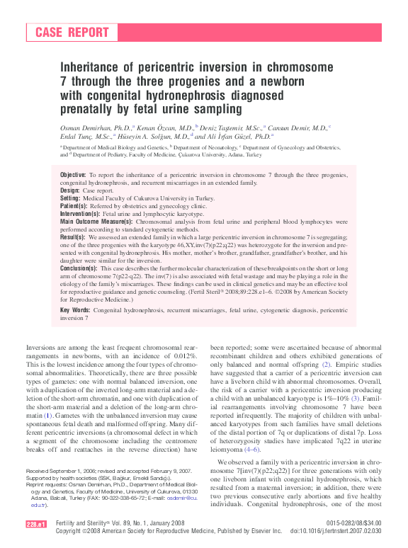 (PDF) Inheritance of pericentric inversion in chromosome 7 through the ...