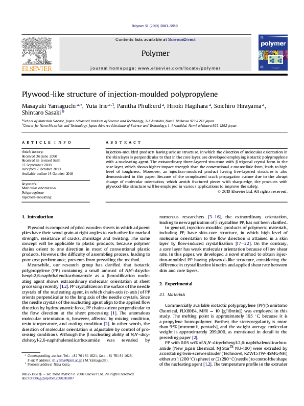 (PDF) Plywood-like structure of injection-moulded polypropylene