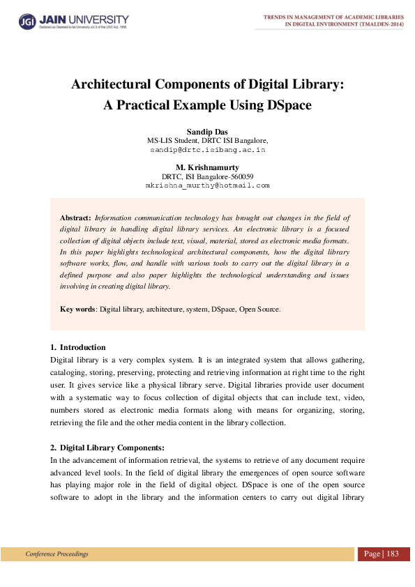 (PDF) Architectural Components of Digital Library: A Practical Example ...