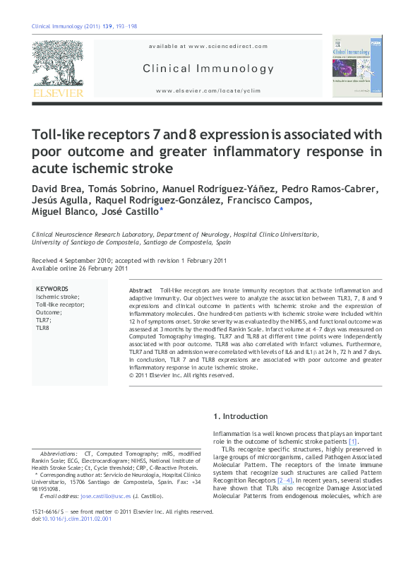 (PDF) Toll-like receptors 7 and 8 expression is associated with poor ...