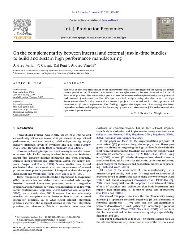 (PDF) On the complementarity between internal and external just-in-time ...