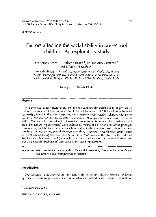 (PDF) Factors affecting the social ability in pre-school children: An ...